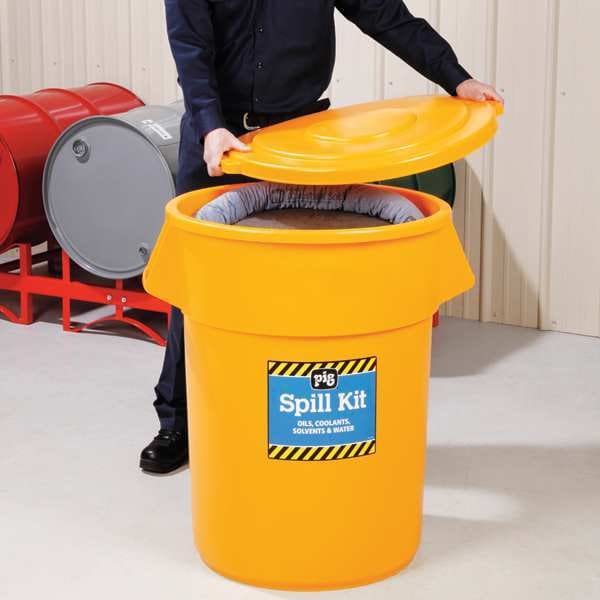 Pig Spill Kit, 39 gal Volume Absorbed per Kit, 55 gal Capacity, Can, Yellow, 136 - KIT2500