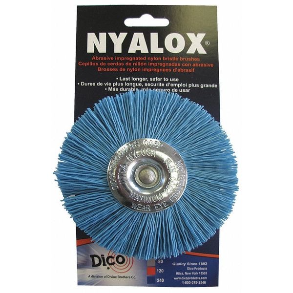 Nyalox By Dico Nyalox Wheel Brush, 240 Grit, Blue, 4" - 7200042