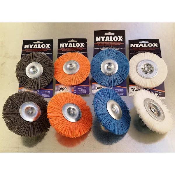Dico Dico Nyalox 4 in. Medium Crimped Mandrel Mounted Wheel Brush Nylon 2500 rpm 1 pc - 541-778-4