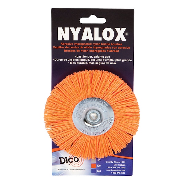 Dico Dico Nyalox 4 in. Medium Crimped Mandrel Mounted Wheel Brush Nylon 2500 rpm 1 pc - 541-778-4