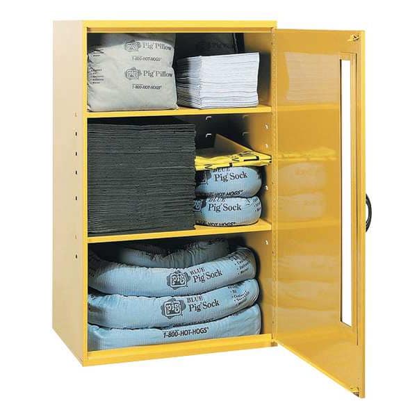 Pig Spill Kit, 17 gal Volume Absorbed per Kit, Not Applicable Capacity, Wall Cabinet, Yellow, 162 - KIT228