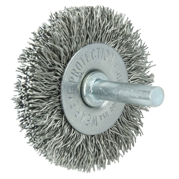 Weiler 2" Wire Radial Wheel, .014" Stainless Steel Fill, 1/4" Stem - 17975