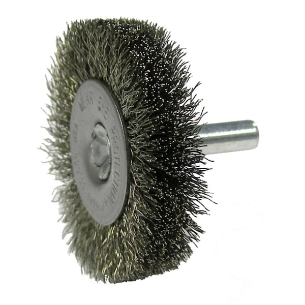 Weiler 2" Wire Radial Wheel, .014" Stainless Steel Fill, 1/4" Stem - 17975