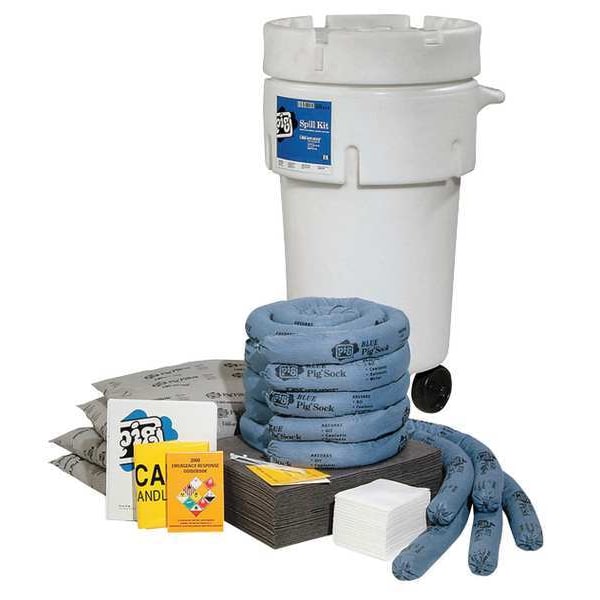 Pig Spill Kit, 30 gal Volume Absorbed per Kit, 50 gal Capacity, Drum, White, 123 - KIT272