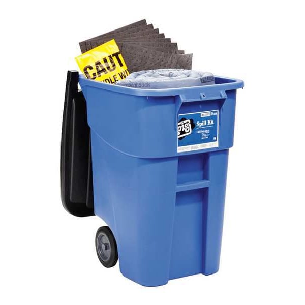 Pig Spill Kit, 37 gal Volume Absorbed per Kit, 50 gal Capacity, Can, Blue, 92 - KIT259