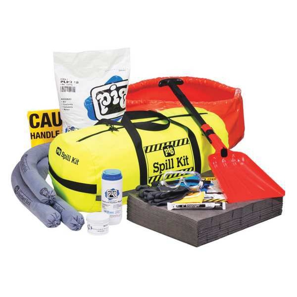 Pig Spill Kit, 9 gal Volume Absorbed per Kit, Not Applicable Capacity, Bag, Yellow, 51 - KIT628