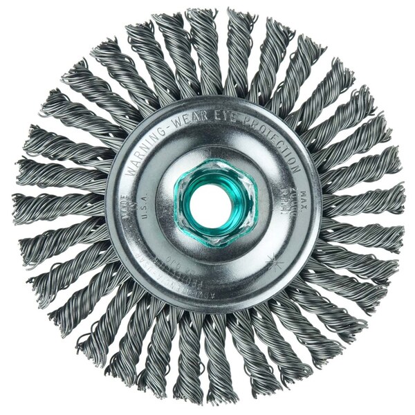 Weiler Mini Roughneck 4" Wire Wheel, .020" Steel Fill, M14x2.0 Nut - 13127