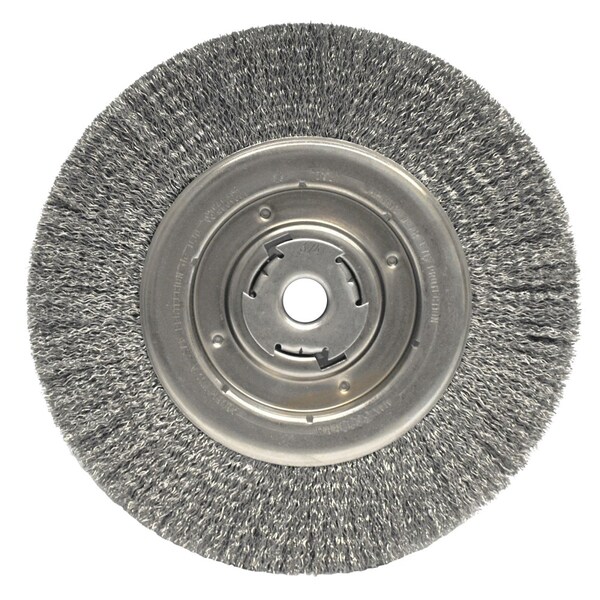 Weiler 10" Crimped Wire Wheel .014" Steel Fill Wide Face 3/4" Arbor Hole - 36265