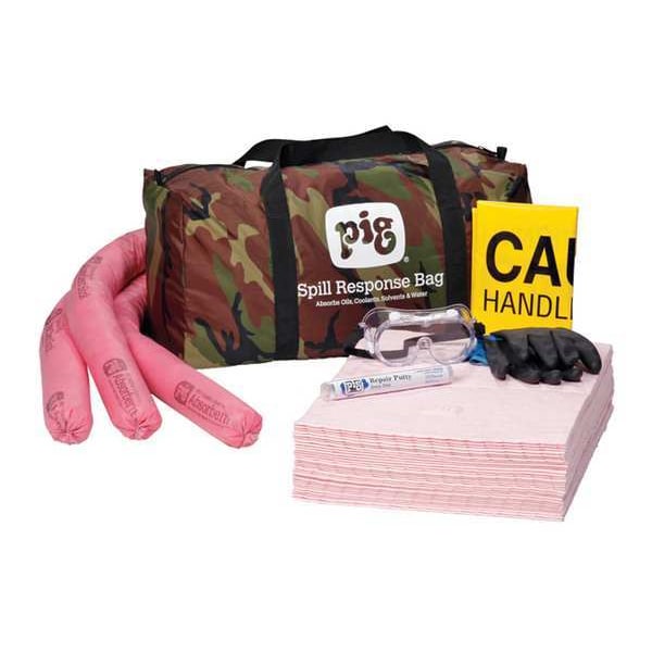 Pig Spill Kit, 10 gal Volume Absorbed per Kit, Not Applicable Capacity, Bag, Camouflage, 43 - KIT398