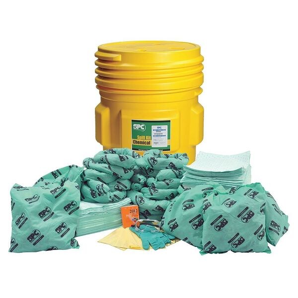 Brady Spill Kit, 63 gal Volume Absorbed per Kit, 65 gal Capacity, Drum, Yellow - SKH65