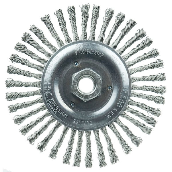 Weiler Roughneck Jr. 6" Brush, .020" Wire Fill, 5/8"-11 UNC - 8786