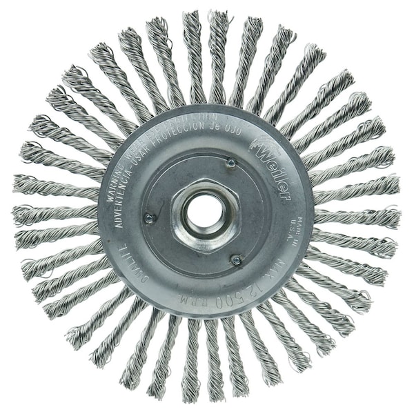 Weiler Roughneck Jr. 6" Brush, .020" Wire Fill, 5/8"-11 UNC - 8786