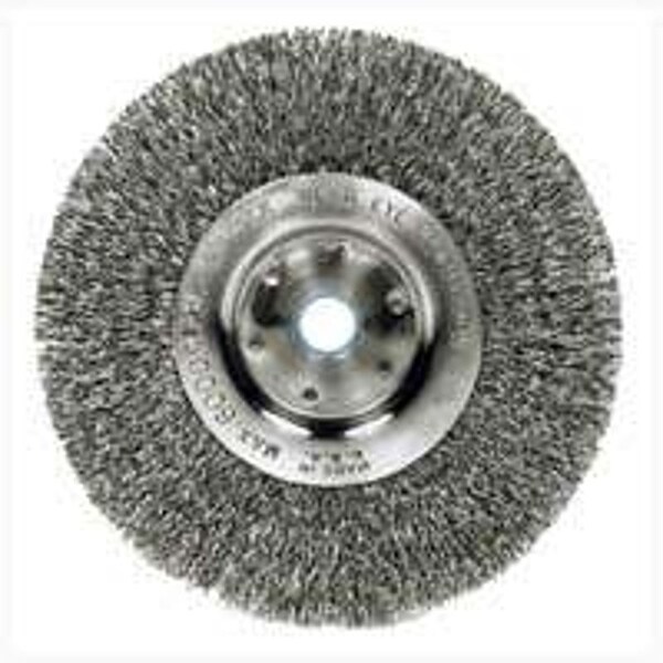 Weiler Wire Wheel Brush, 6 in Dia, 5/8 to 1/2 in Arbor/Shank, Steel Bristle - 36406