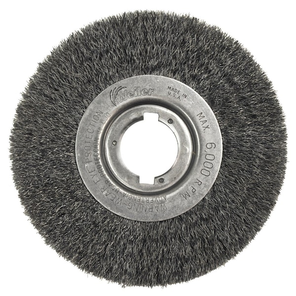 Weiler 6" Narrow Face Crimped Wire Wheel, .008" Steel Fill, 1-1/4" Arbor Hole - 1049