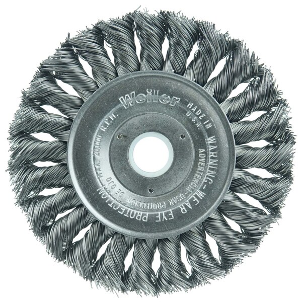 Weiler 4" Standard Twist Knot Wire Wheel, .014" Steel Fill, 5/8"-1/2" - 8045
