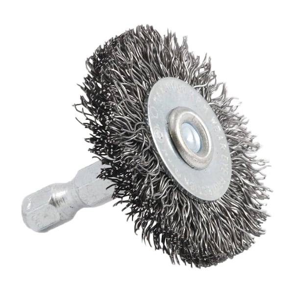 Forney Wire Wheel, Crimped, 1-1/2 in x .012 in x 1/4 in Hex Shank - 72725