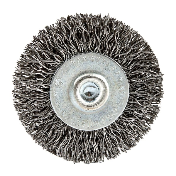 Forney Wire Wheel, Crimped, 1-1/2 in x .012 in x 1/4 in Hex Shank - 72725