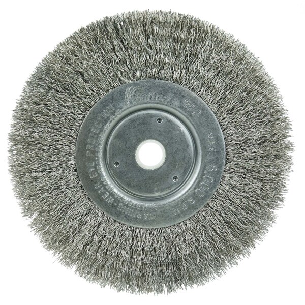 Weiler 6" Narrow Face Crimped Wire Wheel, .0118" Fill, 5/8"-1/2" Arbor Hole - 1705