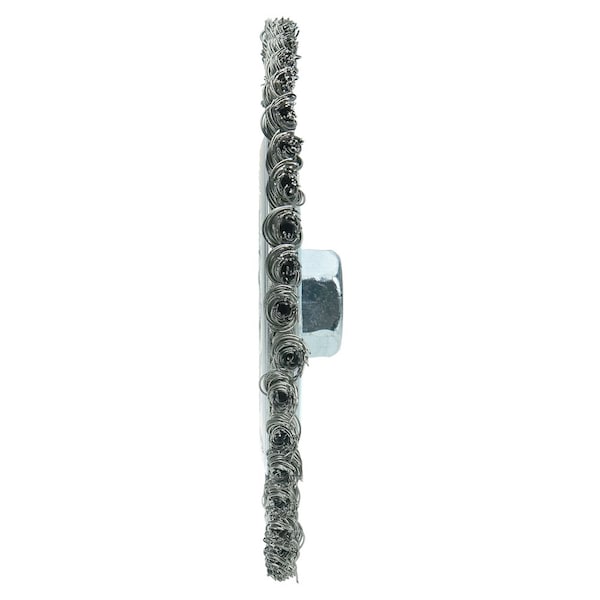 Weiler Wolverine 6" Knot Wire Wheel, Twist, .020" Steel Fill, 5/8"-11 UNC Nut - 36225
