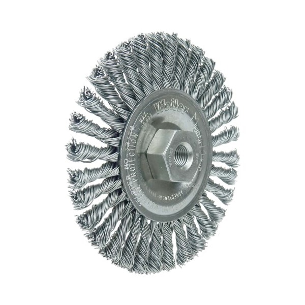 Weiler Mini Roughneck 4" Wire Wheel, .020" Steel Fill, 3/8"-24 UNF Nut - 13128