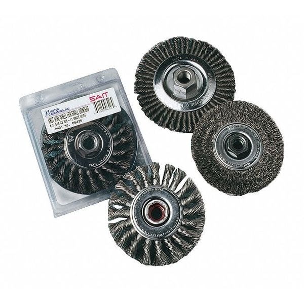 United Abrasives/Sait SAIT 06426 Threaded Regular Twist Knot Wheels (Carbon Steel), 4" Dia x .014" Wire Size x 5/8-11" Arbor, 1-Pack - 06426