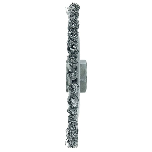 Weiler Wolverine 5" Knot Wire Wheel, Twist, .020" Steel Fill, 5/8"-11 UNC Nut - 36295