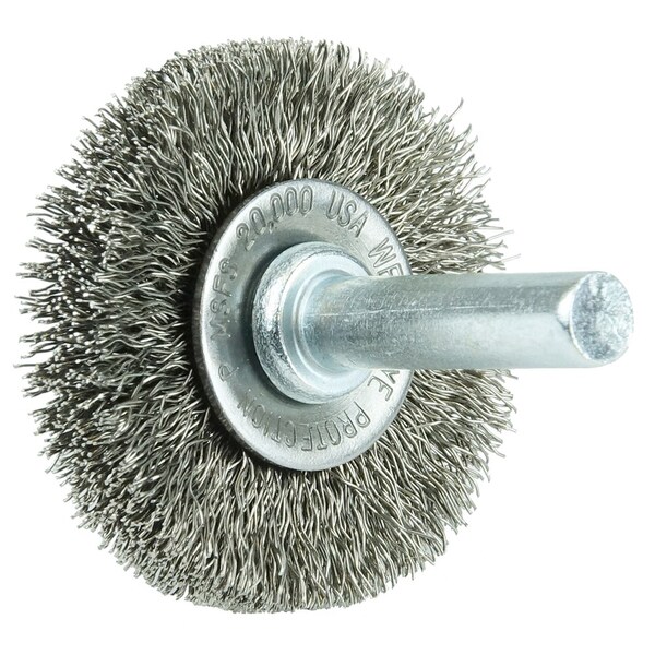 Weiler 1-1/2" Wire Radial Wheel, .006" Stainless Steel Fill, 1/4" Stem - 17971