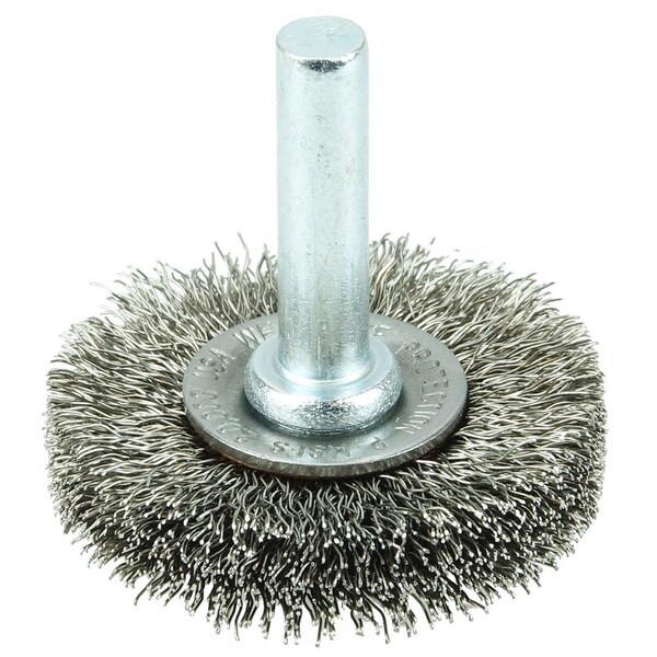 Weiler 1-1/2" Wire Radial Wheel, .006" Stainless Steel Fill, 1/4" Stem - 17971
