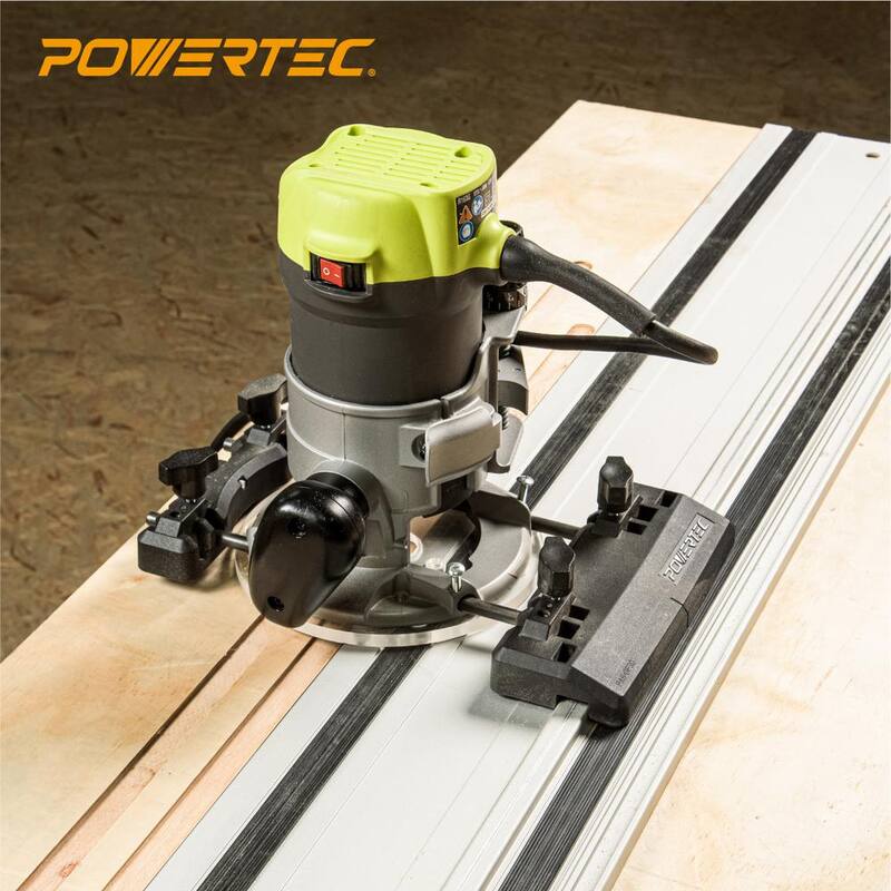 Sistema adaptador de riel guía para enrutador POWERTEC para riel guía de sierra de riel Makita & Festool, sierra circular, enrutador compacto y enrutador de inmersión - 71085