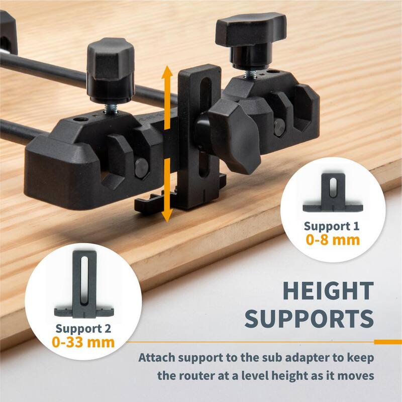 Sistema adaptador de riel guía para enrutador POWERTEC para riel guía de sierra de riel Makita & Festool, sierra circular, enrutador compacto y enrutador de inmersión - 71085
