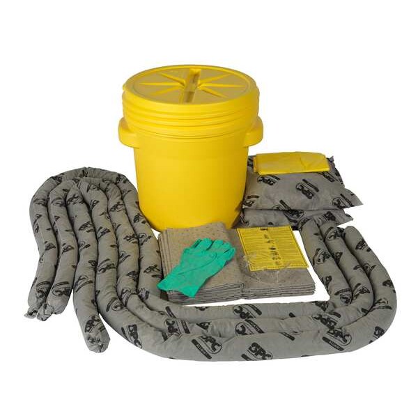 Brady Spill Kit, 16 gal Volume Absorbed per Kit, 20 gal Capacity, Drum, Yellow - SKA20-TAA