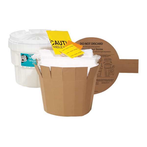 Pig Spill Kit, 13 gal Volume Absorbed per Kit, 20 gal Capacity, Drum, White, 30 - KIT411-01