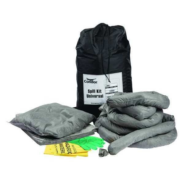 Condor Spill Kit, 9 gal Volume Absorbed per Kit, 10 gal Capacity, Bag, Black - 35ZR67