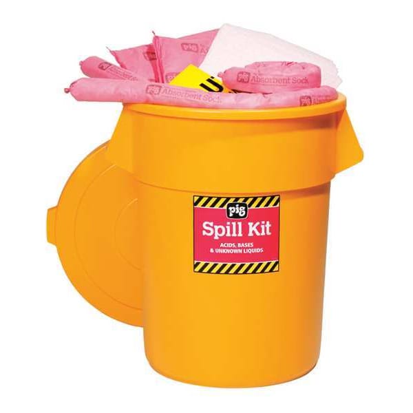 Pig Spill Kit, 39 gal Volume Absorbed per Kit, 55 gal Capacity, Can, Yellow, 77 - KIT3500