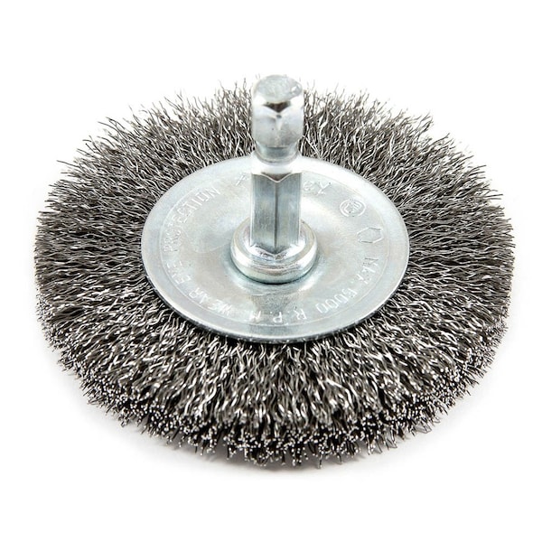 Forney Wire Wheel, Crimped, 2-1/2 in x .008 in x 1/4 in Hex Shank - 72734