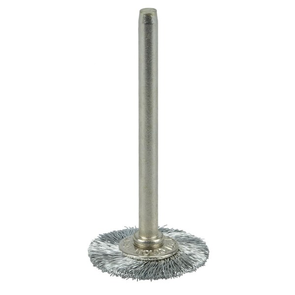 Weiler 3/4" Miniature Wire Wheel, .005" Steel Fill, 1/8" Stem - 26003