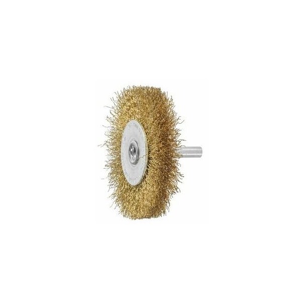Holex Wheel Brush with Shank, 0.25 mm Brass-Coated Steel Wire, Size: 70X10 - 574325 70X10