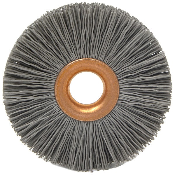 Brush Research Manufacturing CY212500AO Abrasive Nylon Copper Center Wheel, 2.5" Dia., 500AO, .500" Arbor Hole, .750" Trim - CY212500AO