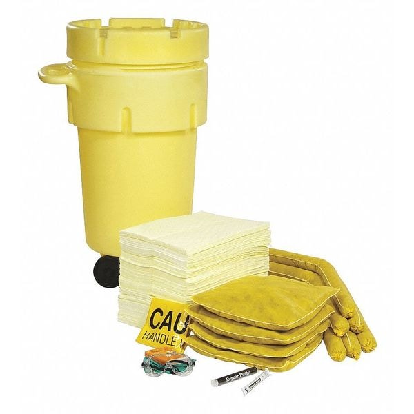 Spilltech Spill Kit, 43 gal Volume Absorbed per Kit, 50 gal Capacity, Drum, Yellow, 162 - SPKHZ-50-WD