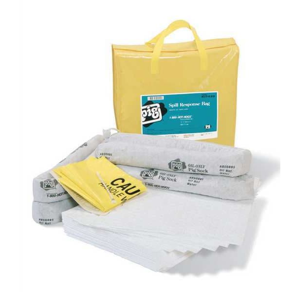 Pig Spill Kit, 10 gal Volume Absorbed per Kit, Not Applicable Capacity, Bag, Yellow, 39 - KIT420