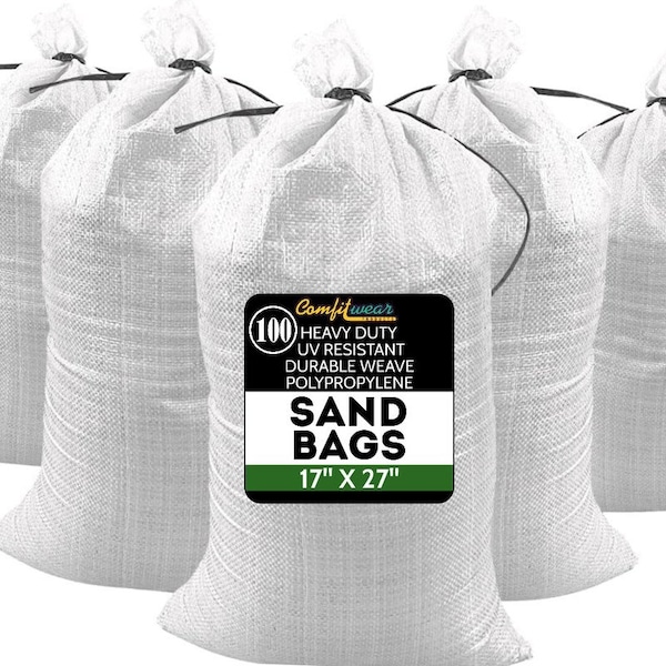 Comfitwear Heavy Duty Durable SandBags Empty Woven Sand Bags 17 x 27, 100PK - PSB-1727-100