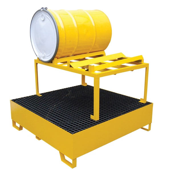 Vestil Horizontal Retention Basin, 1.2K, 2 Drum, 2 Drum, Steel - HSRB-YL-2