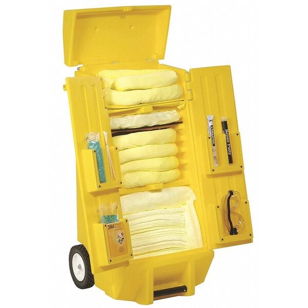 Spilltech Spill Kit, 28 gal Volume Absorbed per Kit, Not Applicable Capacity, Cart, Yellow, 28 - SPKHZ-KAD2