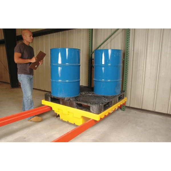 Ultratech Rack Sump, 66 gal Spill Capacity, 4 Drums, Determined by Pallet Racking Load Capacity, Polyethylene - 2396