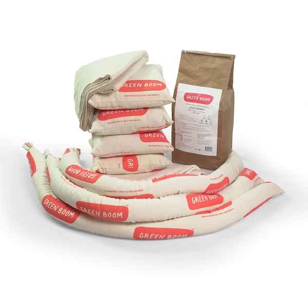 Green Boom Spill Kit, 8 gal Volume Absorbed per Kit, Not Applicable Capacity, Not Applicable, Beige - SK005M