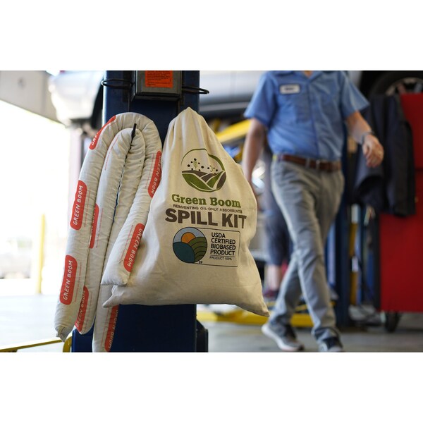 Green Boom Spill Kit, 8 gal Volume Absorbed per Kit, Not Applicable Capacity, Not Applicable, Beige - SK005M