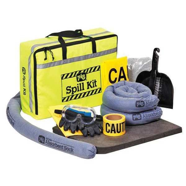 Pig Spill Kit, 5 gal Volume Absorbed per Kit, Not Applicable Capacity, Bag, Yellow, 23 - KIT621