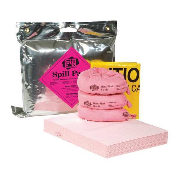 Pig Spill Kit, 5 gal Volume Absorbed per Kit, Not Applicable Capacity, Bag, Silver, 24 - KIT355