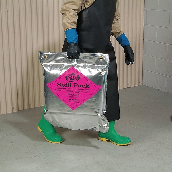 Pig Spill Kit, 5 gal Volume Absorbed per Kit, Not Applicable Capacity, Bag, Silver, 24 - KIT355