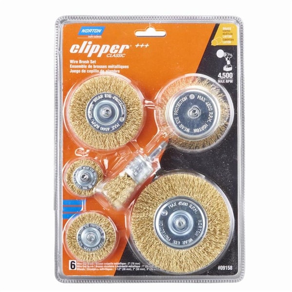 Tool Time 1 in. Clipper Wire Wheel Brush, Brass 4500 rpm, 6PK - TO3306553